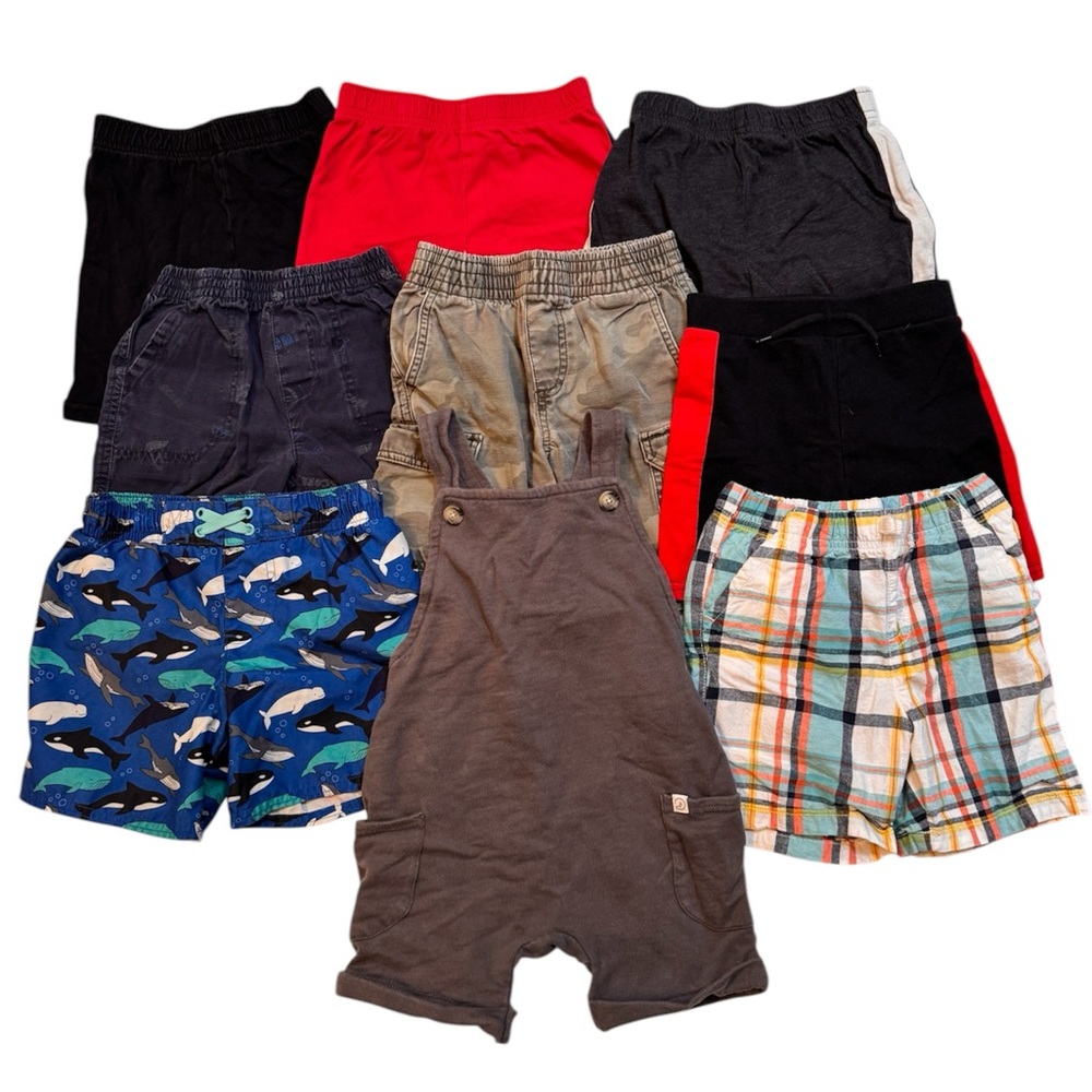 9 Piece Set Toddler Boy Shorts Swim Trunks & Short Overalls Mixed Brands 4T